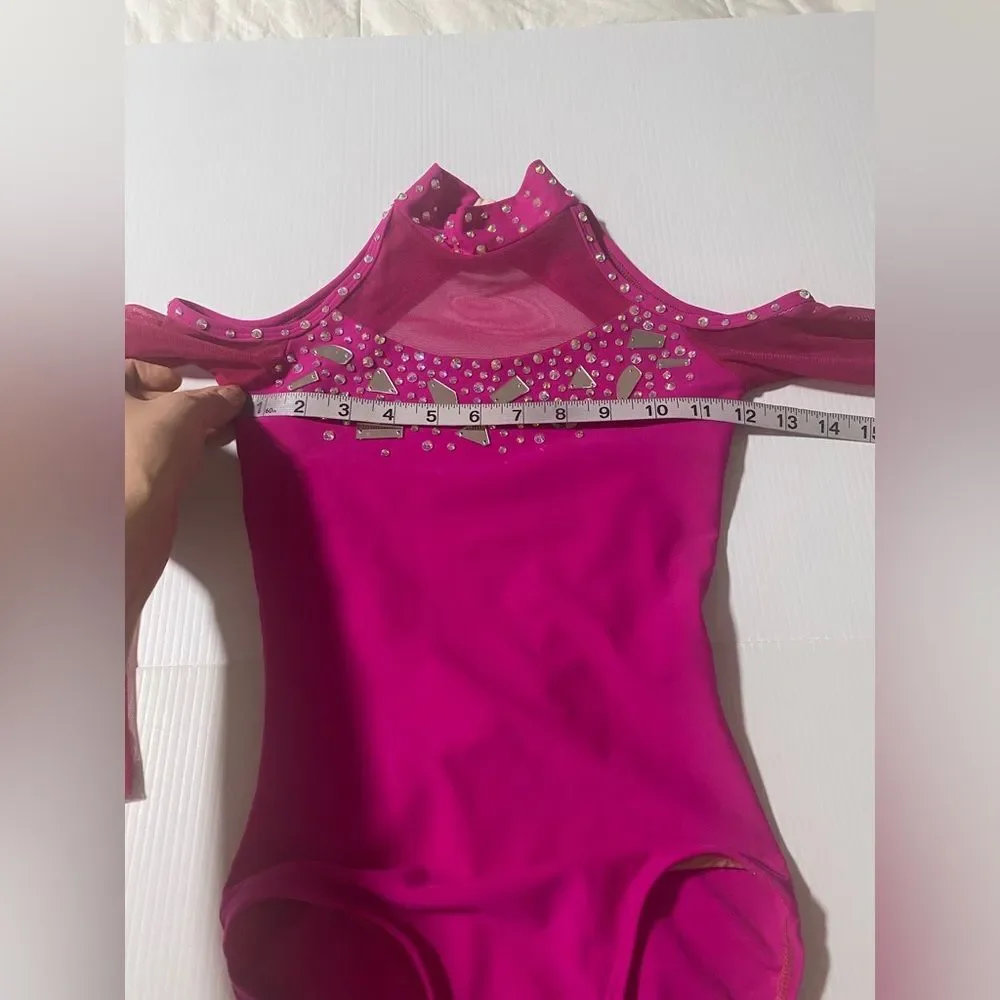 Custom contemporary lyrical solo illusion hot pink Dance Costume 2 piece MC